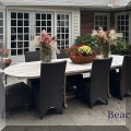 L01. Barlow Tyrie teak Stirling 93&rdquo; - 126&rdquo; oval extending dining table 